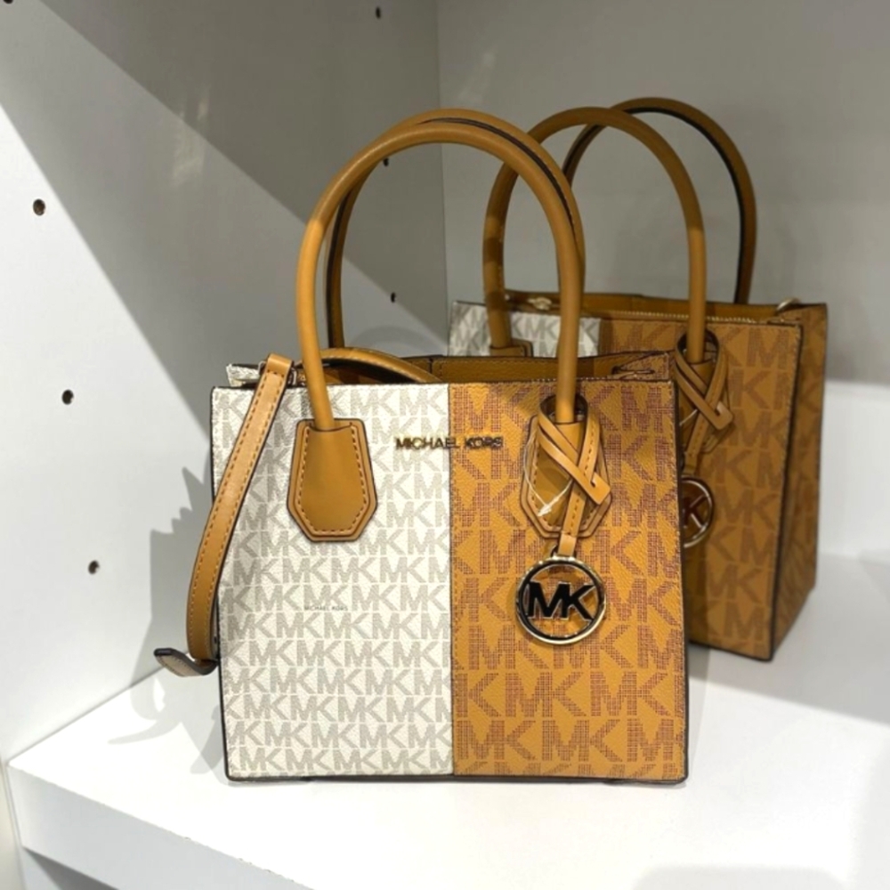 MICHAEL KORS MERCER MEDIUM SATCHEL SHOULDER MESSENGER BAG DEER MULTI COLOR…